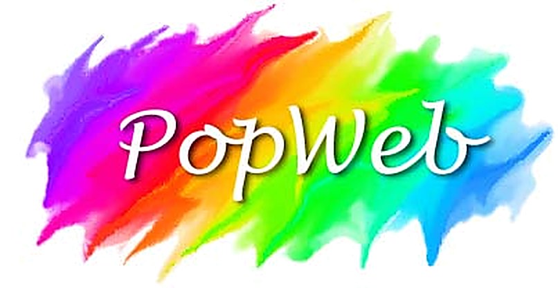 PopWeb — colourful rainbow brushstroke wordmark